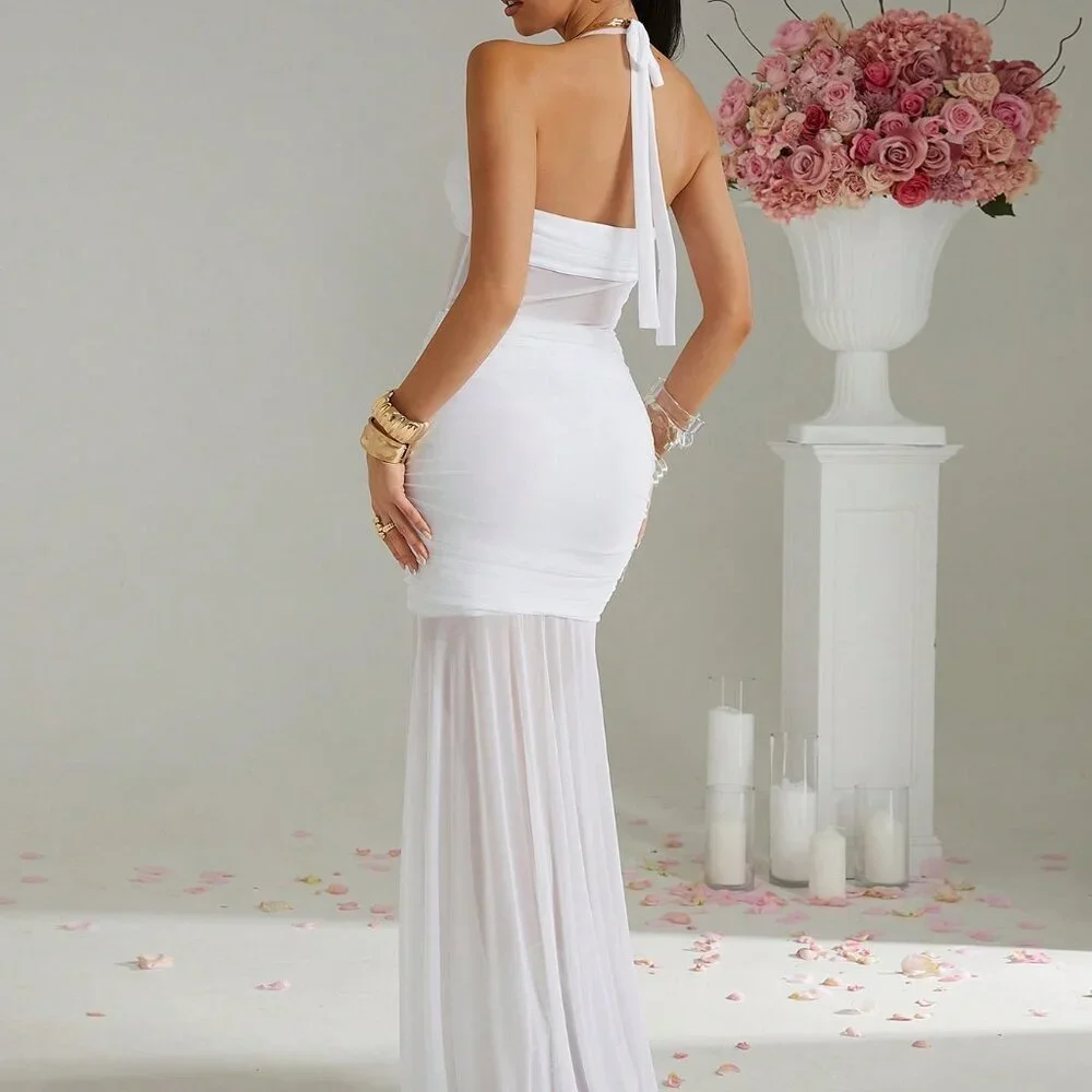 White Bohemian Sexy Women's Coverup Dress - Picture 2 of 7